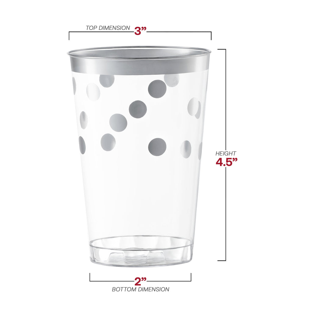 Clear with Silver Dots Round Disposable Plastic Tumblers (12 oz. )