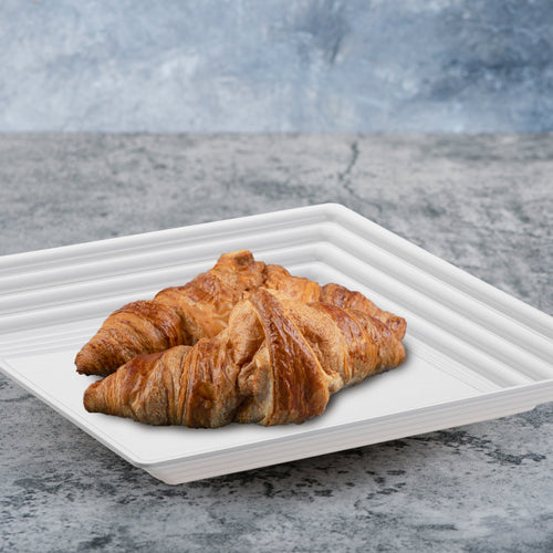 12" x 12" White Square with Groove Rim Plastic Serving Trays