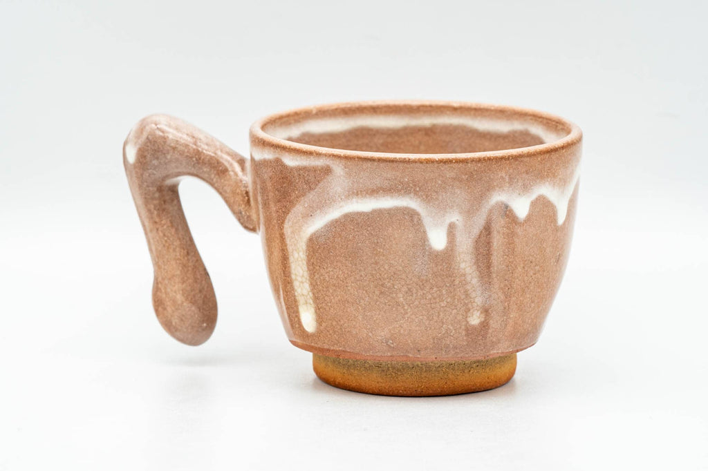 Japanese Teacup - Beige White Drip-Glazed Hagi-yaki Ushirode Yunomi - 110ml