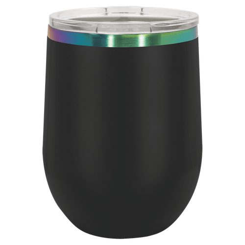 12 oz Wine Tumbler - Black/Prism - Laser Engraving