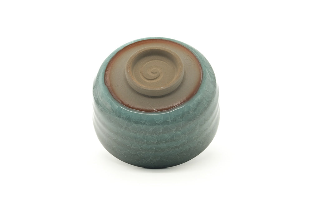 Japanese Matcha Bowl - Teal Snowflake Glazed Hantsutsu-gata Chawan - 410ml