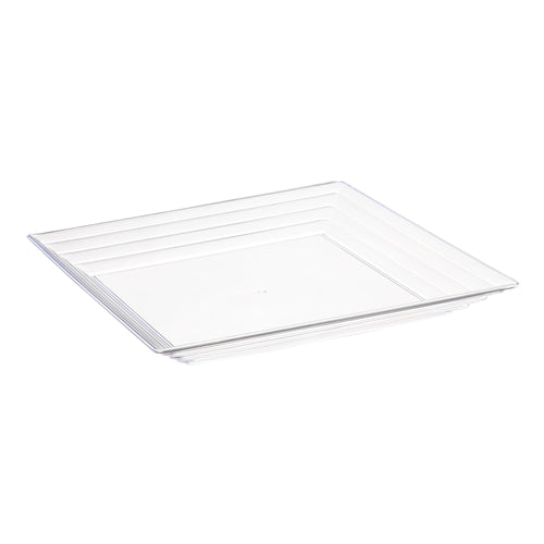 12" x 12" Clear Square with Groove Rim Plastic Serving Trays