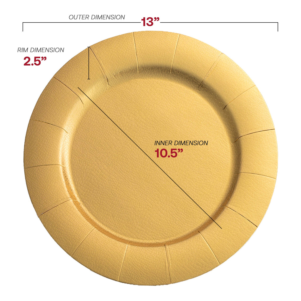 Gold Round Disposable Paper Charger Plates (13")