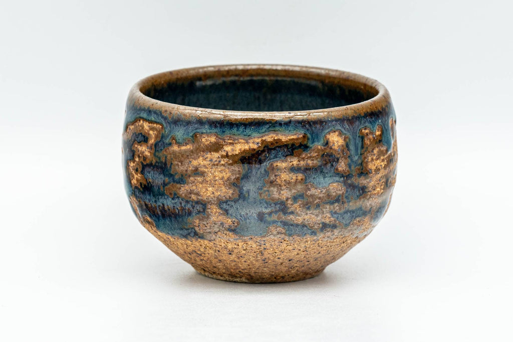 Japanese Teacup - Blue Glazed Orange Stoneware Yunomi - 80ml