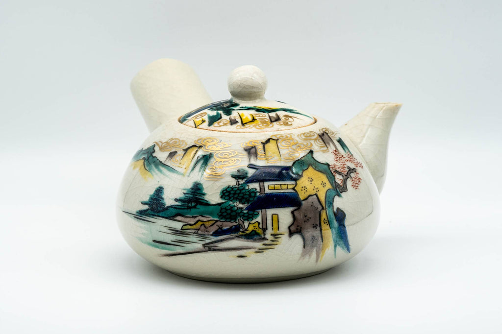 Japanese Kyusu - Beige Countryside Motifs Kutani-yaki Debeso Teapot - 450ml