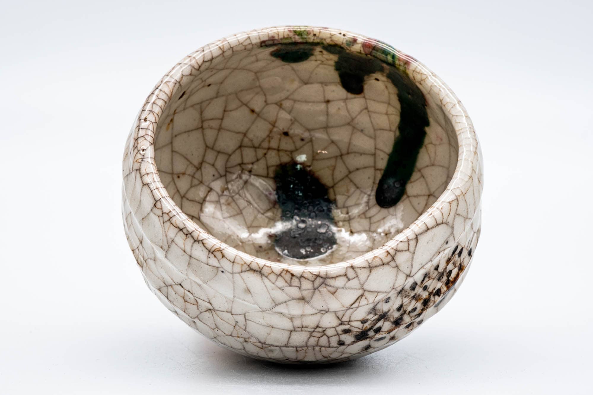Abstract Crazed Drip Glazed Chawan