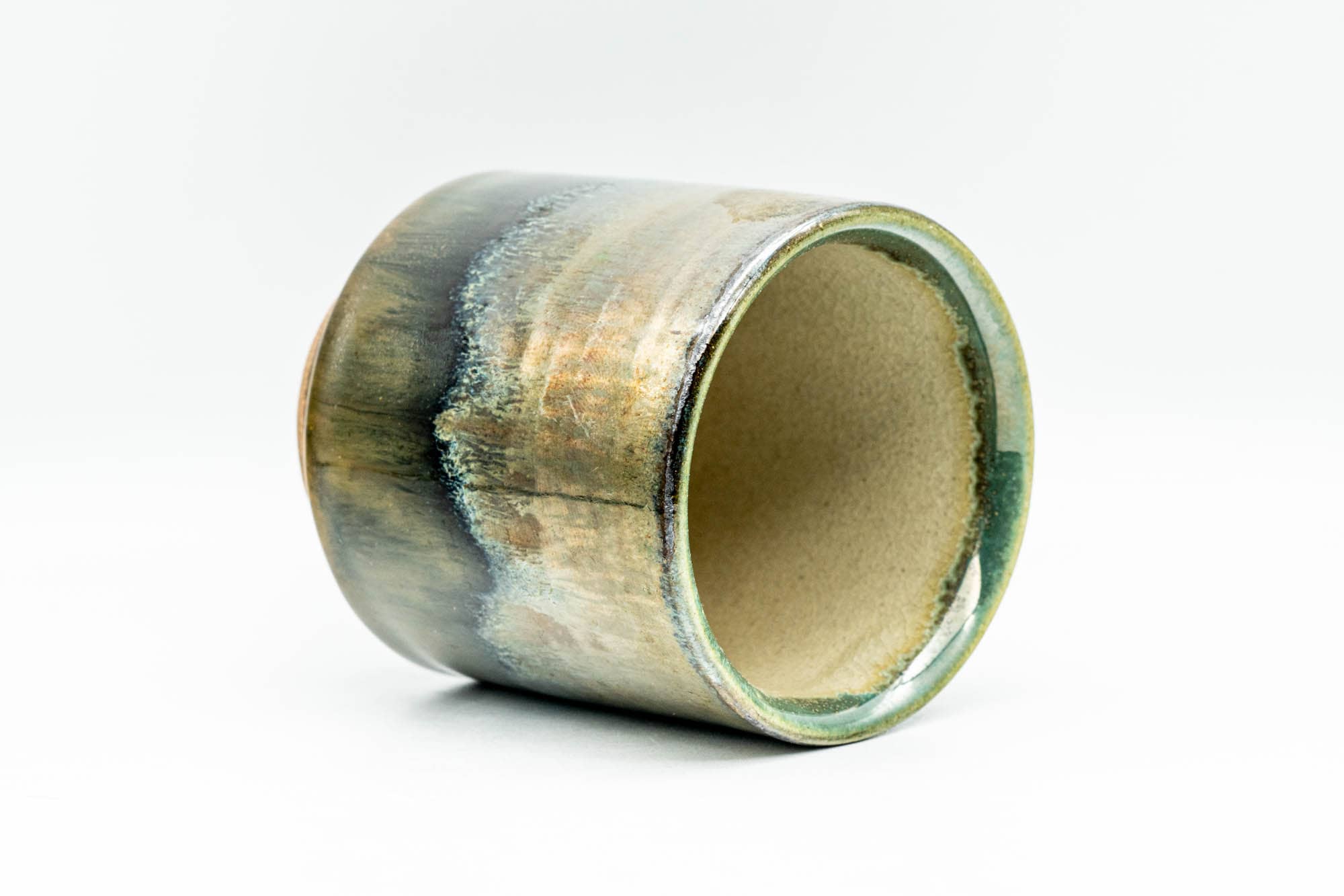 Japanese Teacup - Brown Green Drip-Glazed Yunomi - 130ml