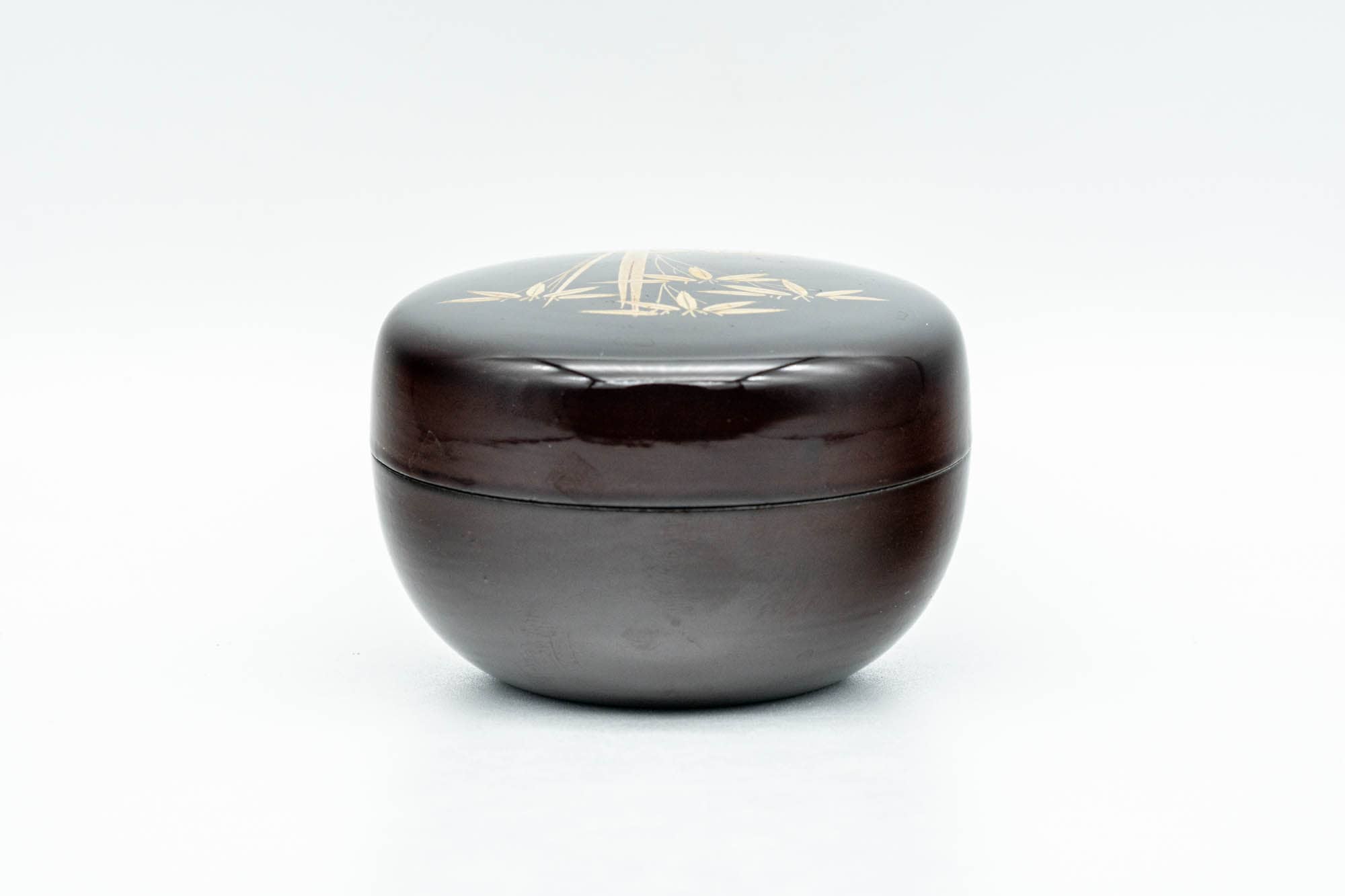 Japanese Natsume - Black Lacquer Golden Bamboo Matcha Tea Caddy - 50ml