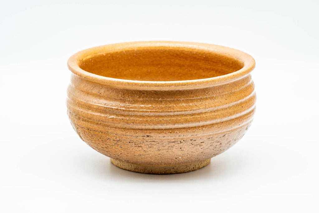Japanese Kensui - 赤膚山 Akahada-yaki - Beige Spiraling Water Bowl - 550ml