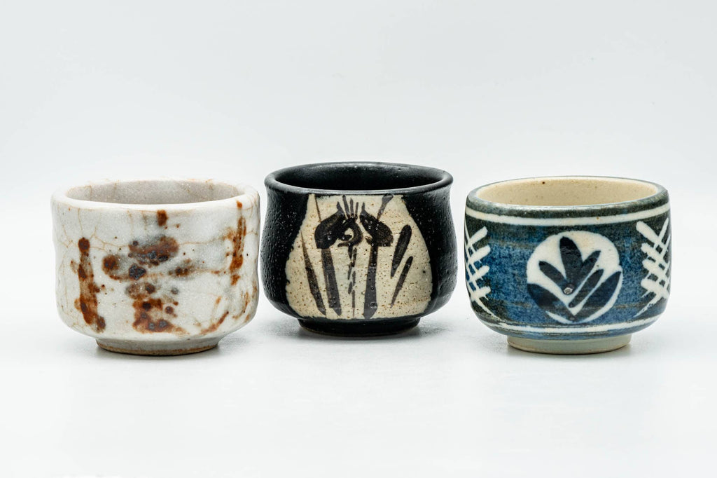 Japanese Teacups - Set of 3 Uniquely Handmade Yunomi - 75ml