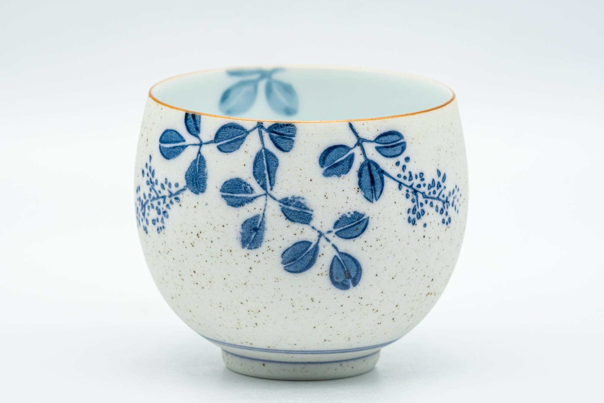Japanese Teacups - Pair of Blue Floral Arita-yaki Yunomi - 150ml