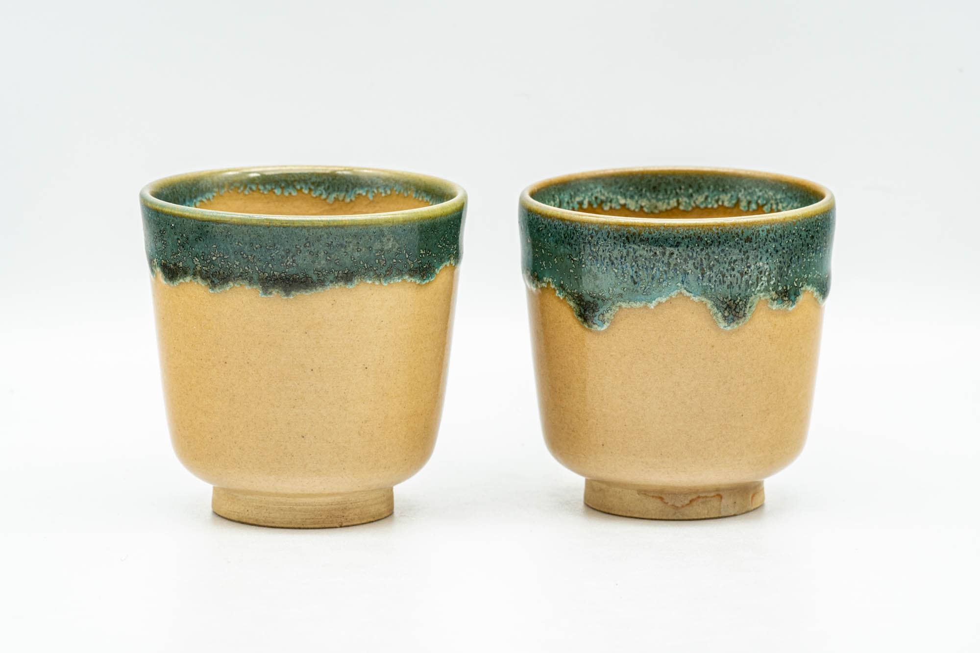 Japanese Teacups - Beige Turquoise Drip-Glazed Agano-yaki Yunomi - 85ml