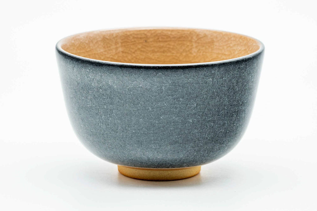 Japanese Matcha Bowl - Floral Kanji Grey Celadon Hantsutsu-gata Chawan - 300ml