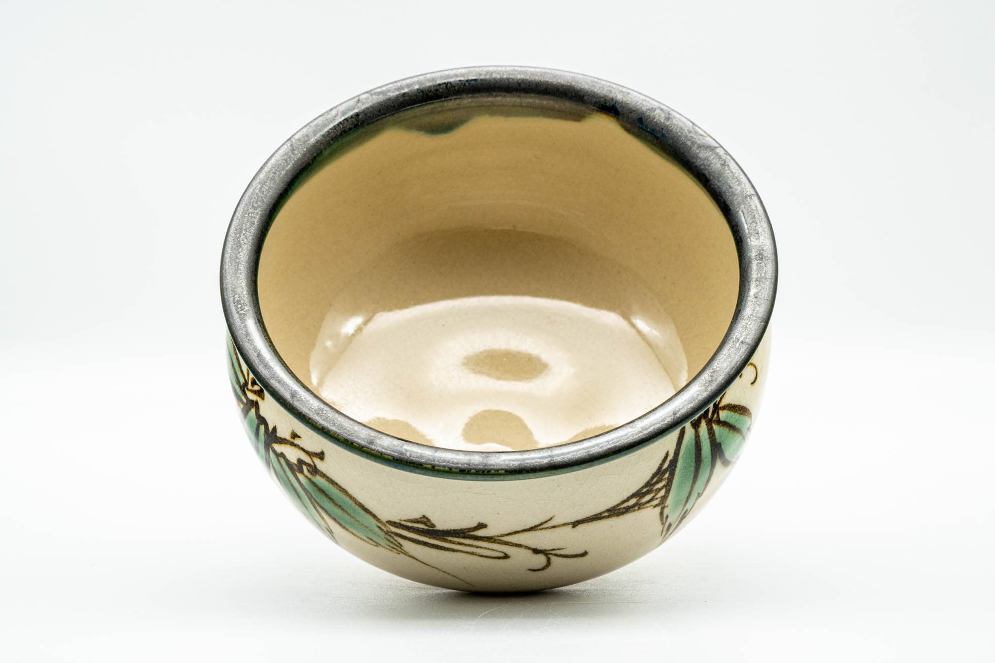 Japanese Kensui - 春景 Shunkei - Beige Tea Leaves Kyo-yaki Water Bowl - 600ml