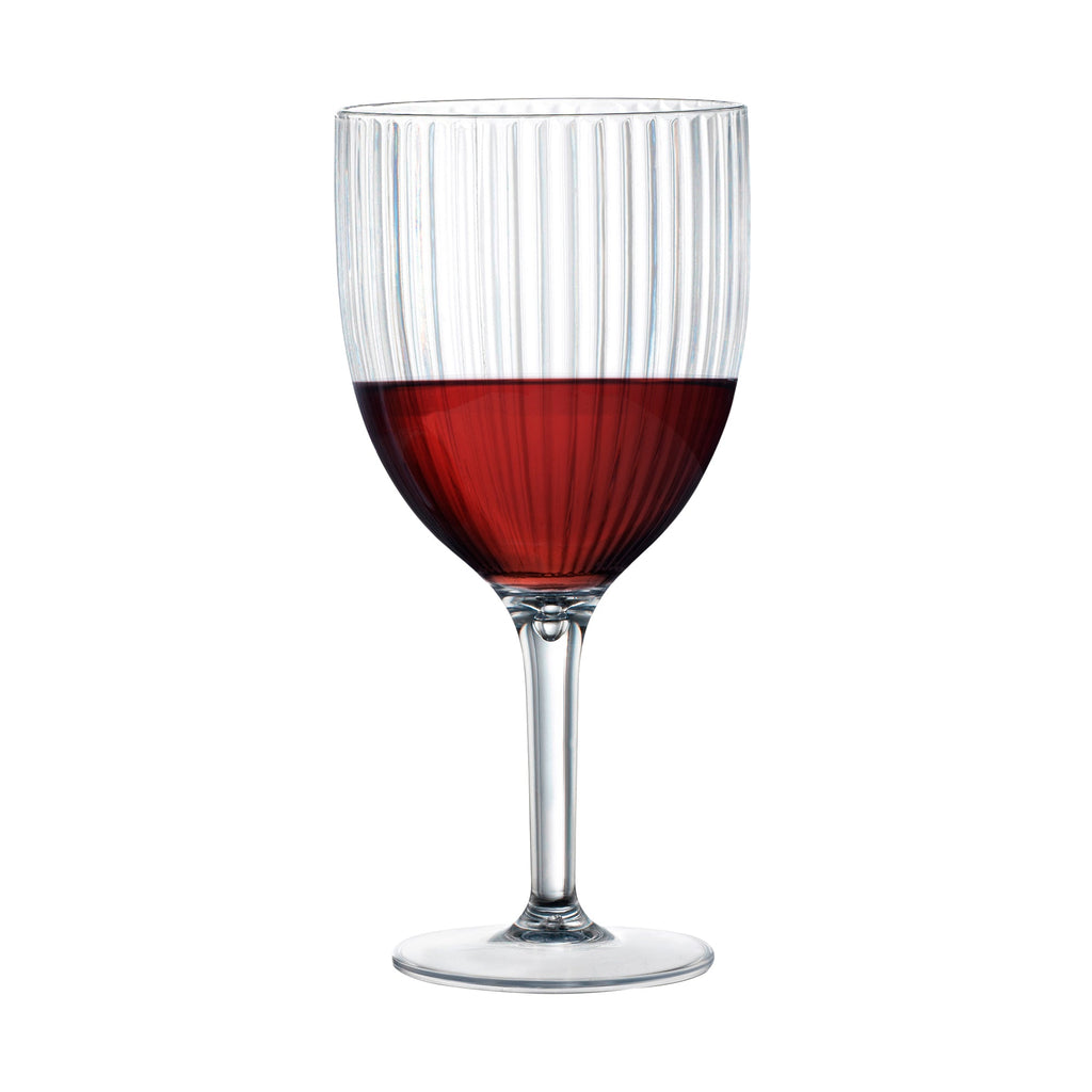 Clear Ribbed Plastic Wine Glasses (13 oz )