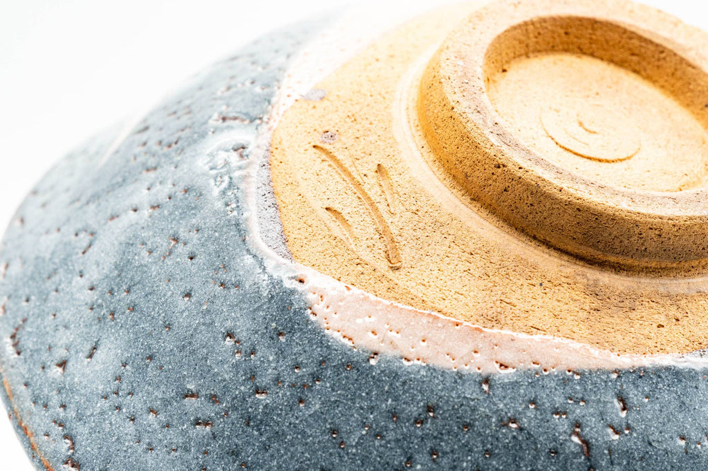 Japanese Matcha Bowl - Floral Blue Shino Glazed Summer Chawan - 200ml