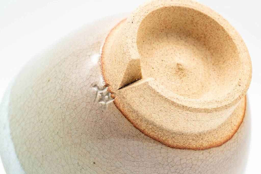Japanese Teacups - Pair of Beige White Hagi-yaki Yunomi - 110ml