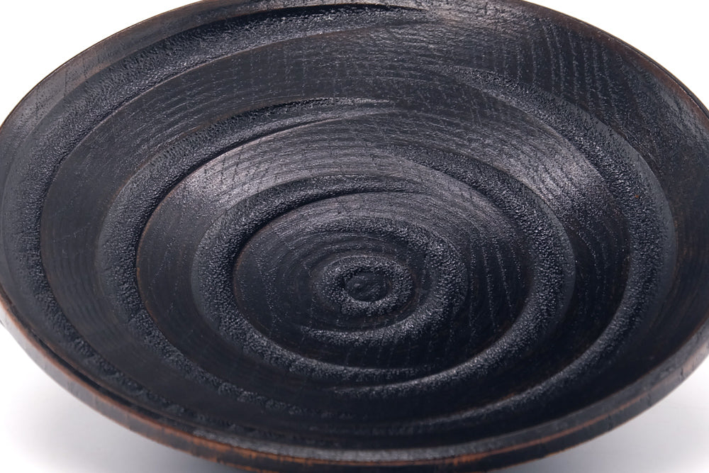 Japanese Chataku - Pair of Black Wooden Tea Saucers