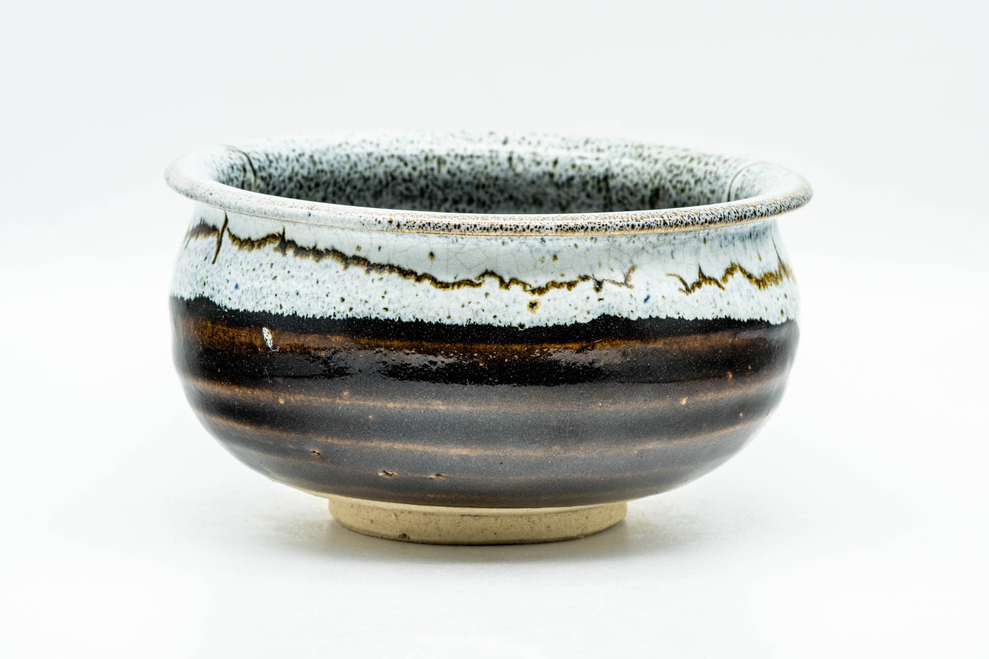 Japanese Kensui - Brown White Hare's Fur Glazed Water Bowl - 350ml