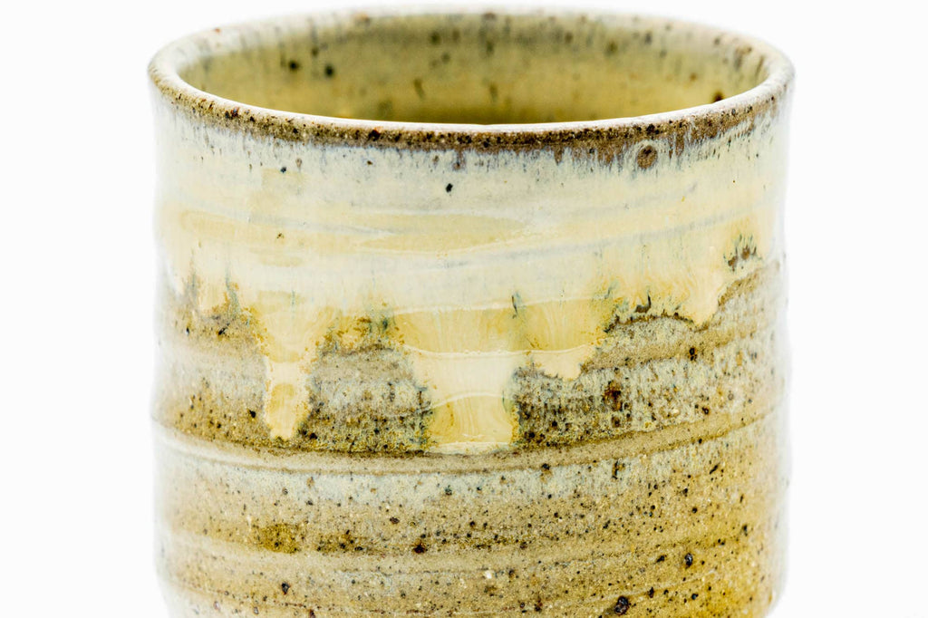 Japanese Teacup - Beige Drip-Glazed Spiraling Lidded Yunomi - 120ml