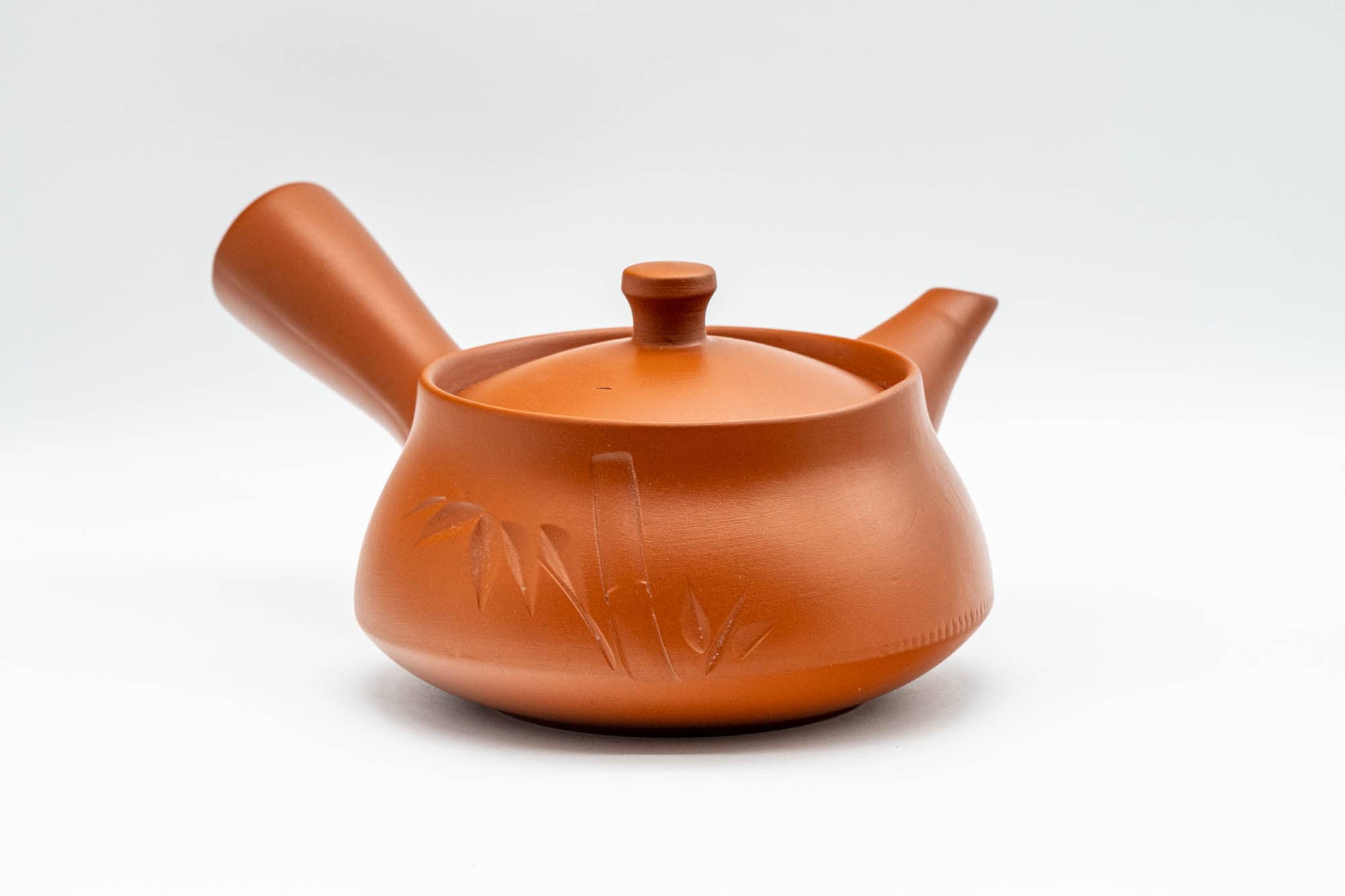 Japanese Tea Set - Long Grass Engraved Tokoname-yaki Debeso Kyusu Teapot with 5 Yunomi Teacups