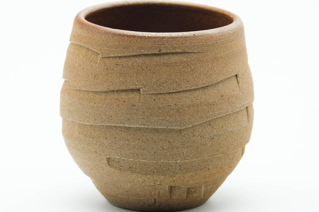 Japanese Teacup - Carved Spiraling Stoneware Yunomi - 120ml
