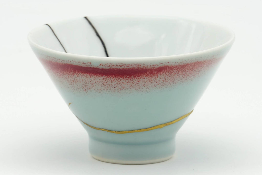 Japanese Teacup - 朝日焼 Asahi-yaki - Porcelain Kintsugi Yunomi - 50ml