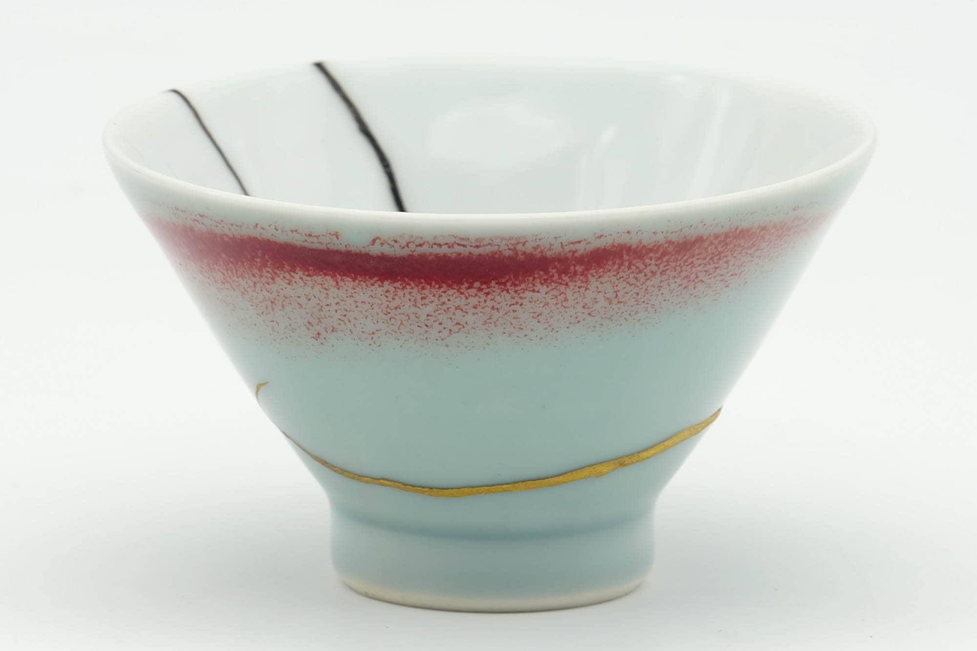 Japanese Teacup - 朝日焼 Asahi-yaki - Porcelain Kintsugi Yunomi - 50ml