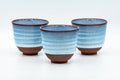 Japanese Teacups - Set of 3 Blue Hare's Fur Glazed Yunomi - 150ml