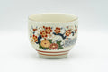 Japanese Teacup - Beige Red Chrysanthemums Kutani-yaki Yunomi - 130ml