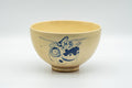 Japanese Matcha Bowl - Beige Blue Cat Kyo-yaki Chawan - 350ml