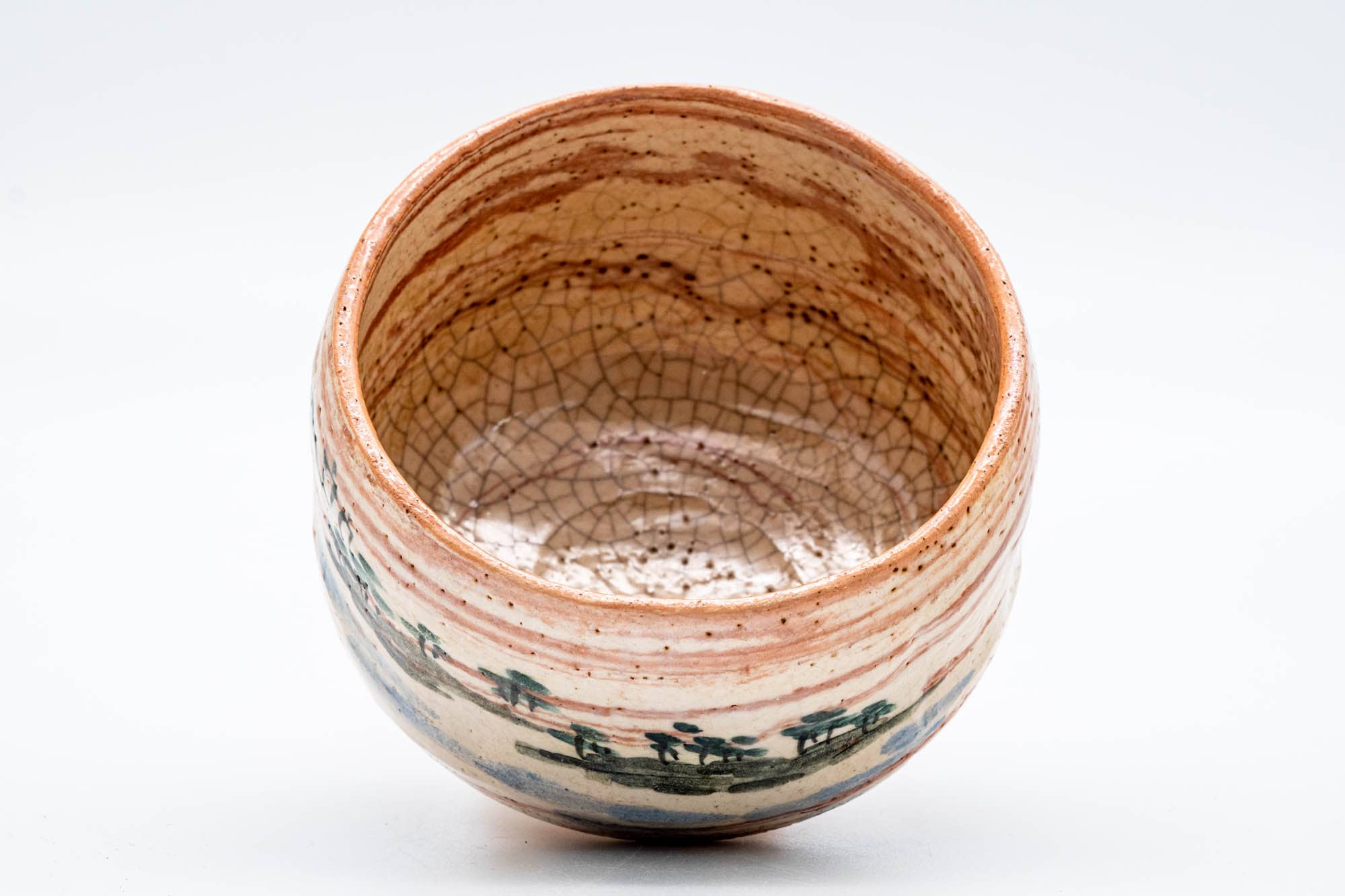 Japanese Matcha Bowl - 楽入窯 Rakunyu Kiln - Mountainous Pink Raku Chawan - 350ml