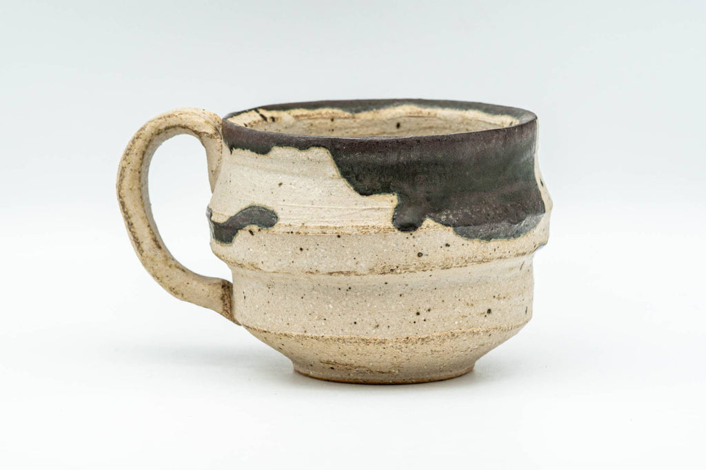 Japanese Teacup - Abstract Brown White Glazed Ushirode Yunomi - 200ml