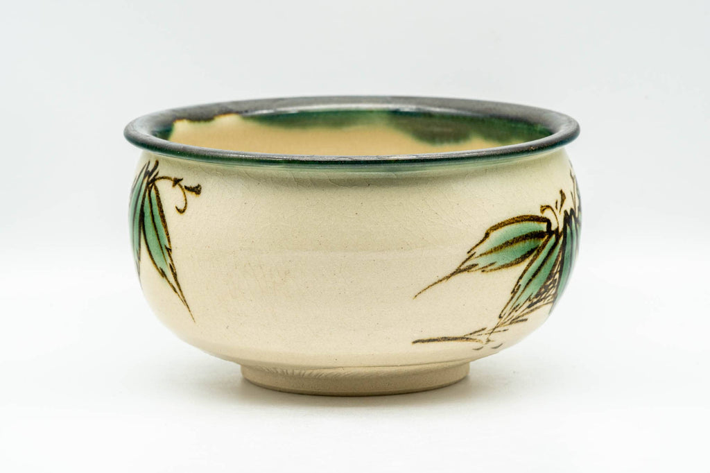 Japanese Kensui - 春景 Shunkei - Beige Tea Leaves Kyo-yaki Water Bowl - 600ml