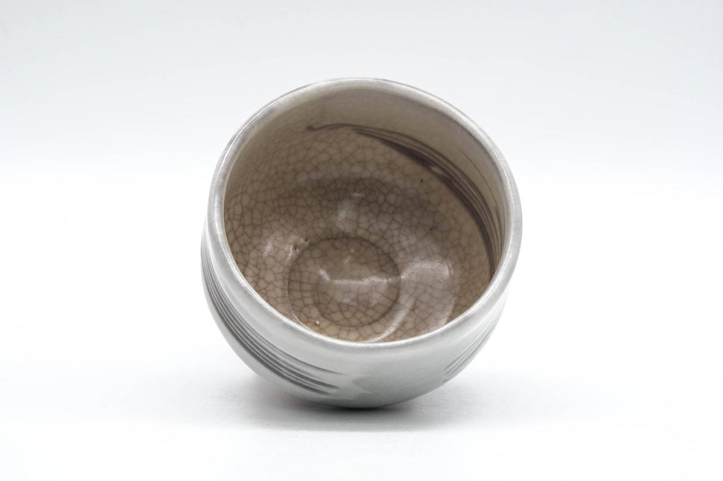 Japanese Matcha Bowl - Milky White Grey Hakeme Glazed Chawan - 100ml
