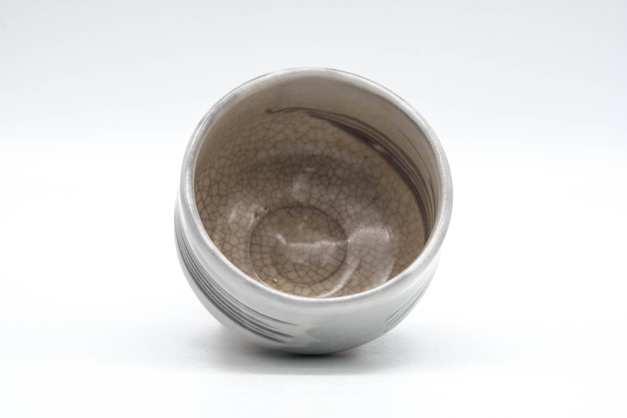 Japanese Matcha Bowl - Milky White Grey Hakeme Glazed Chawan - 100ml