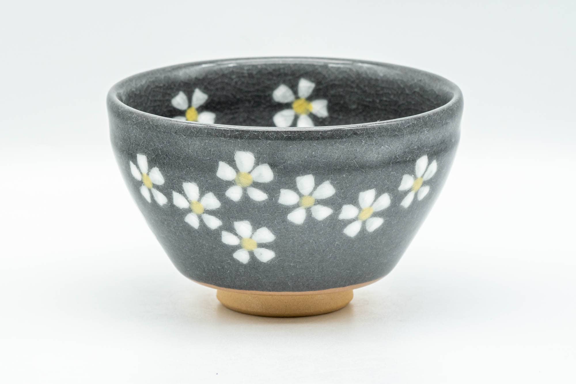 Japanese Matcha Bowl - Small Floral Grey Celadon Glazed Tenmoku-gata Chawan - 200ml