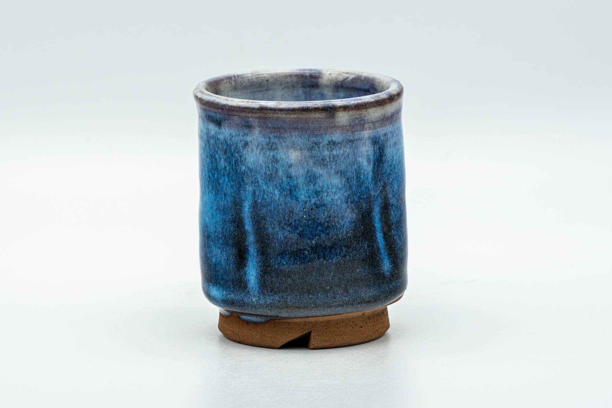 Japanese Teacup - Blue White Hare's Fur Glazed Waisted Yunomi - 130ml