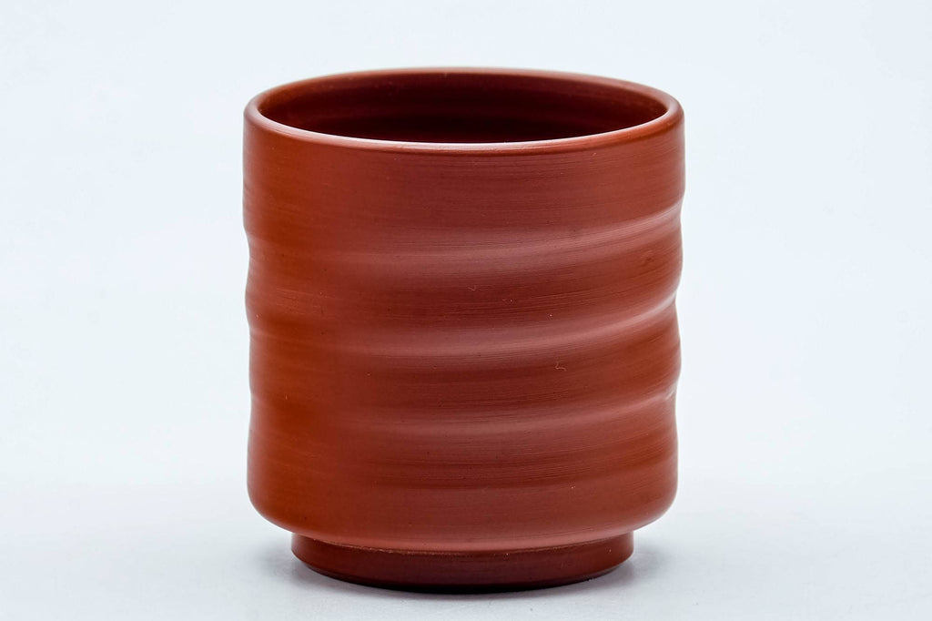 Japanese Teacup - Spiraling Red Shudei Tokoname-yaki Yunomi - 100ml