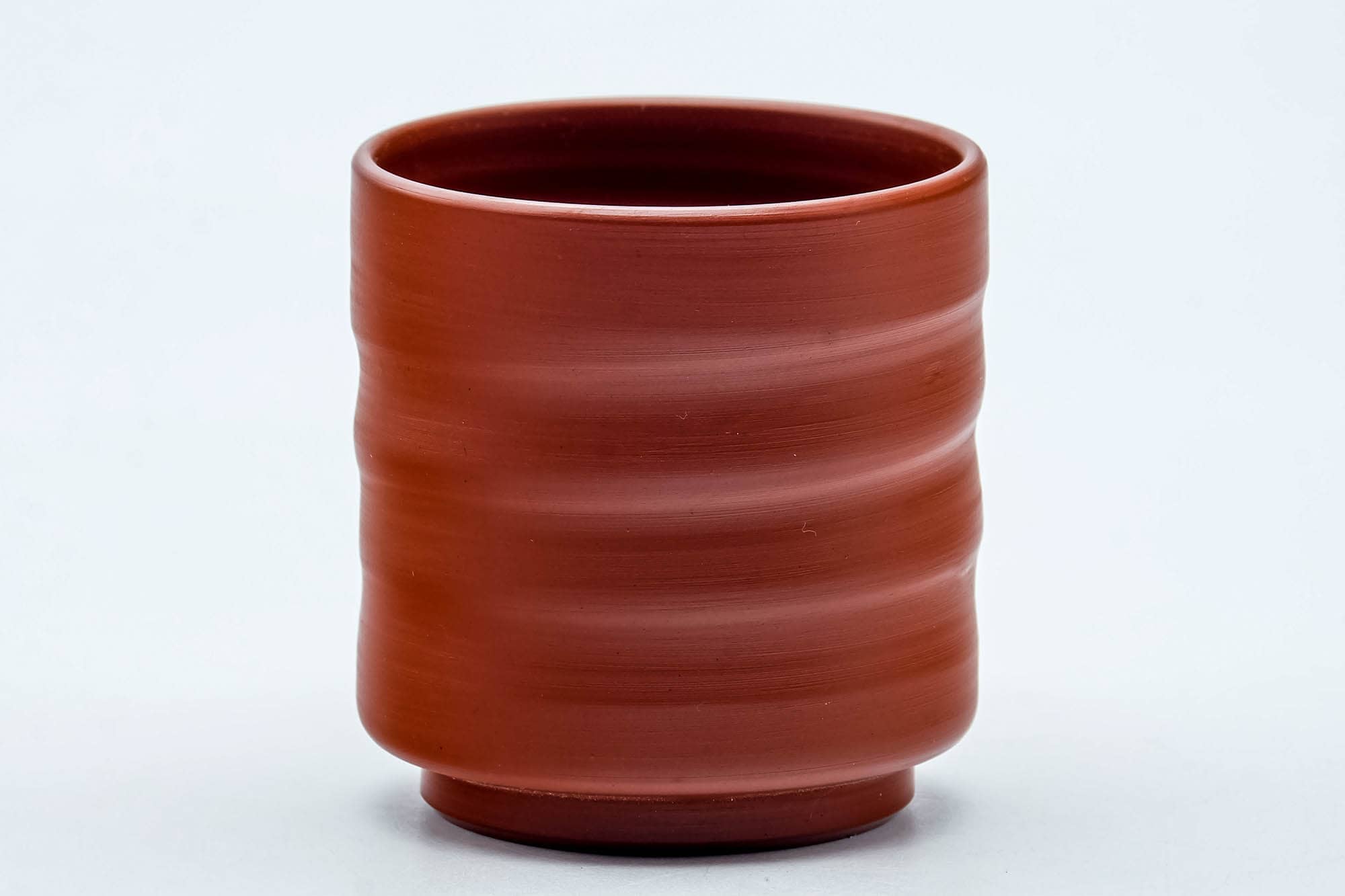 Japanese Teacup - Spiraling Red Shudei Tokoname-yaki Yunomi - 100ml