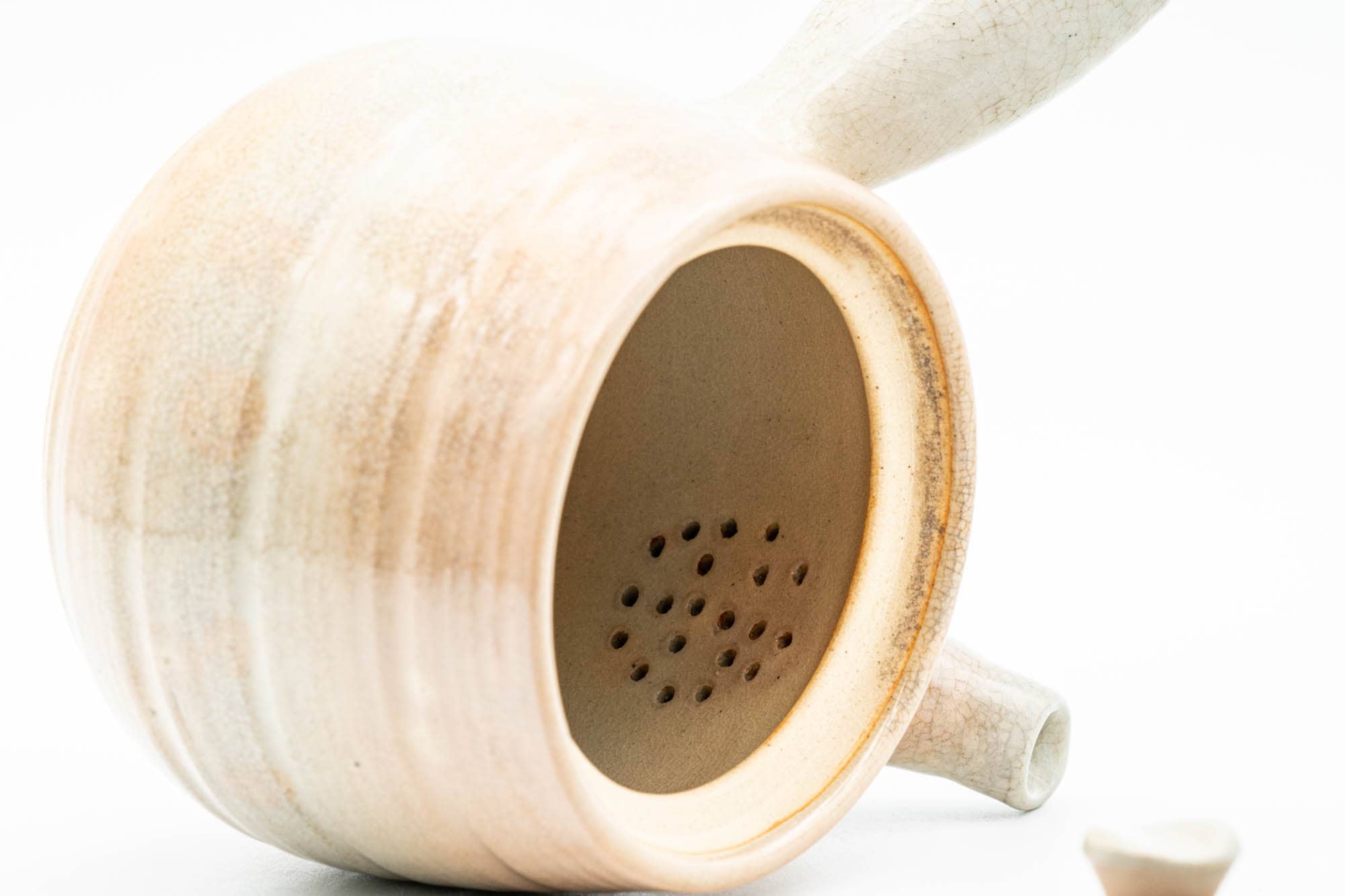 Japanese Kyusu - Beige Pink Spiraling Hagi-yaki Do-ake Teapot - 340ml