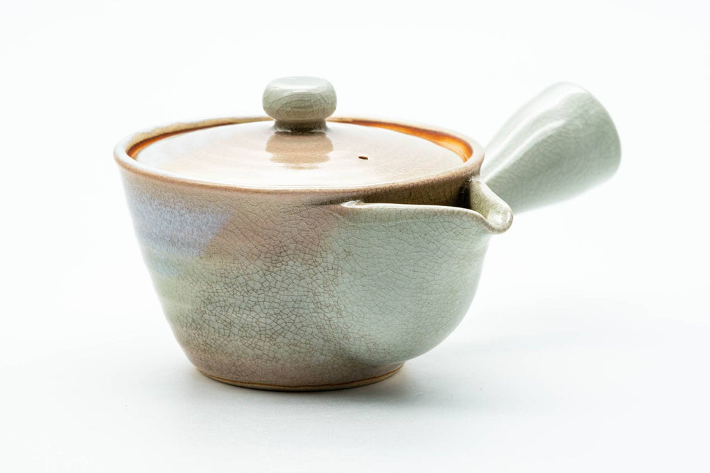 Japanese Kyusu - Beige White Glazed Hagi-yaki Ceramic Filter Teapot - 220ml