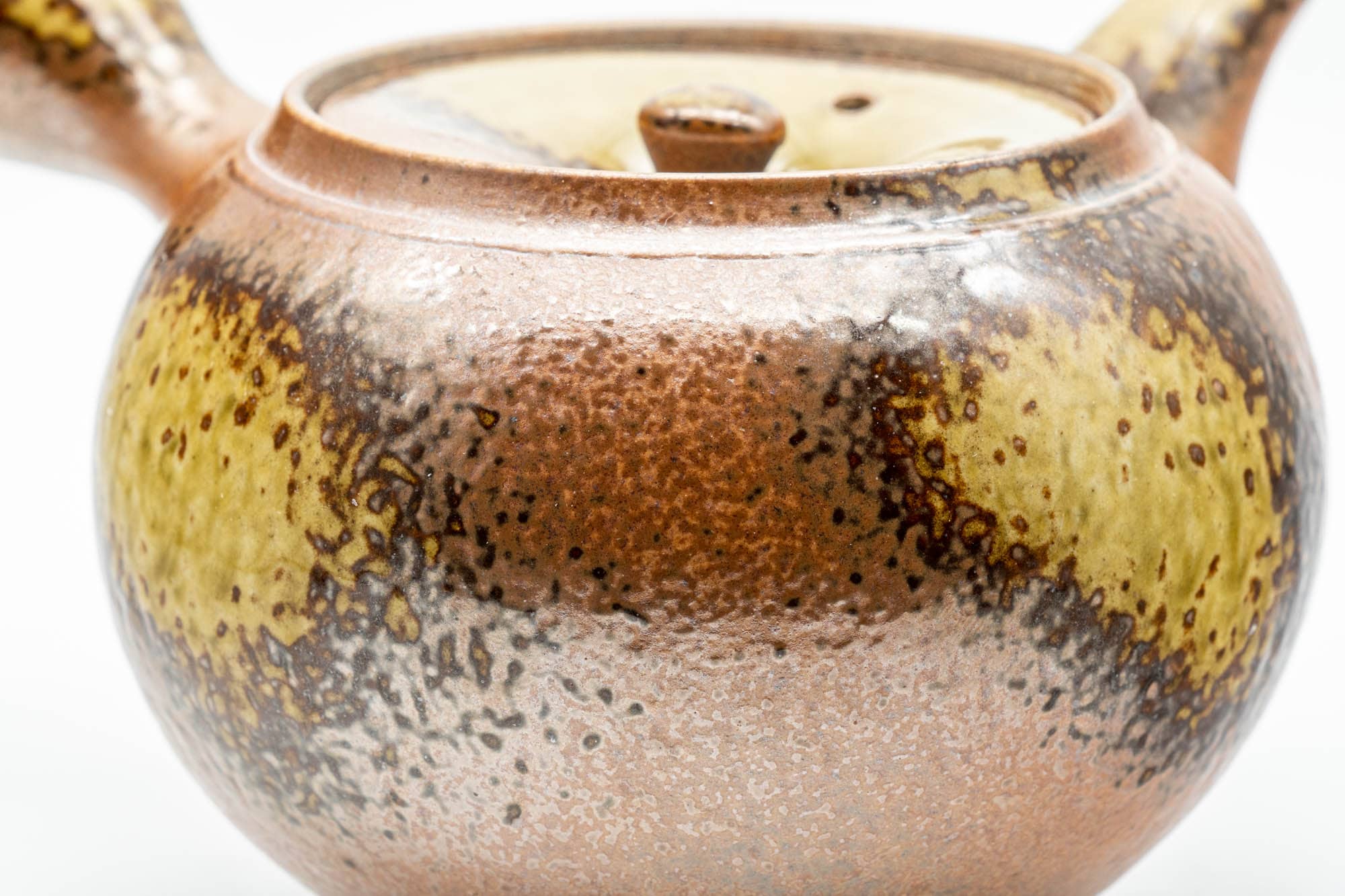 Japanese Kyusu - Ash Green Glazed Shigaraki-yaki Mesh Teapot - 375ml
