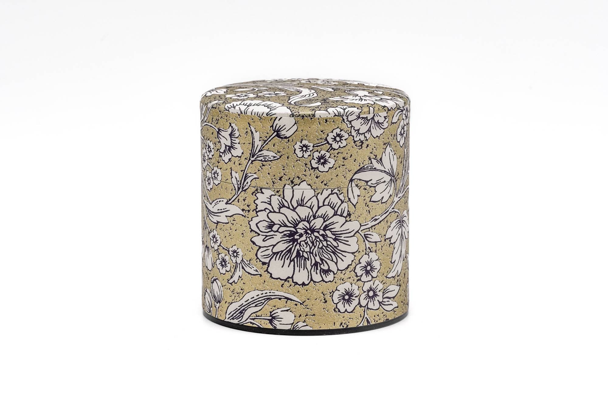 Gold White Floral Florentine Paper Tea Canister - 100g