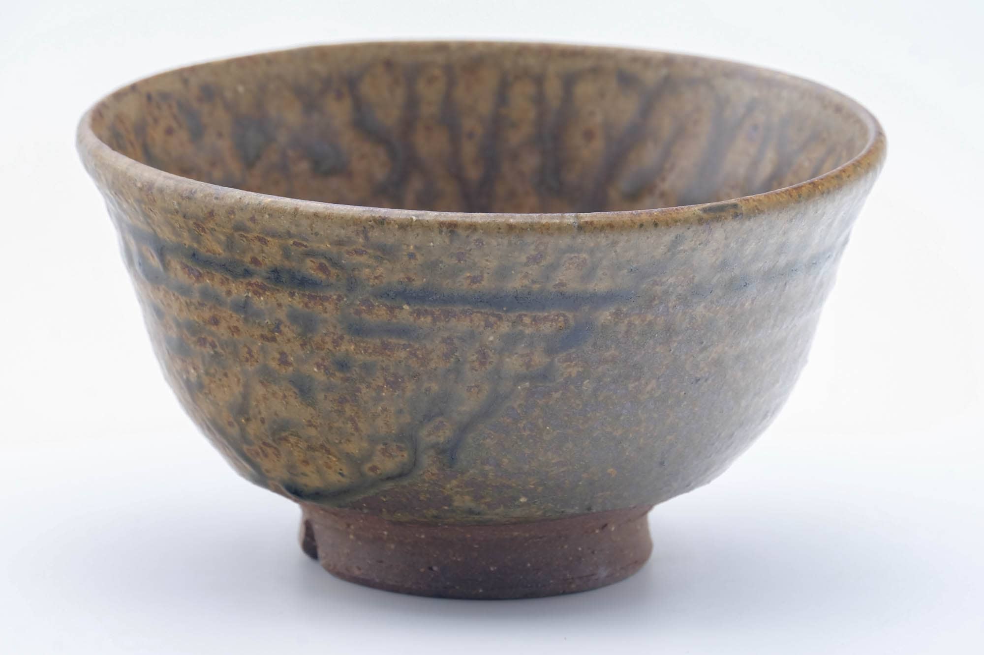 Japanese Matcha Bowl - Brown Green Mottled Drip-Glazed Chawan - 200ml