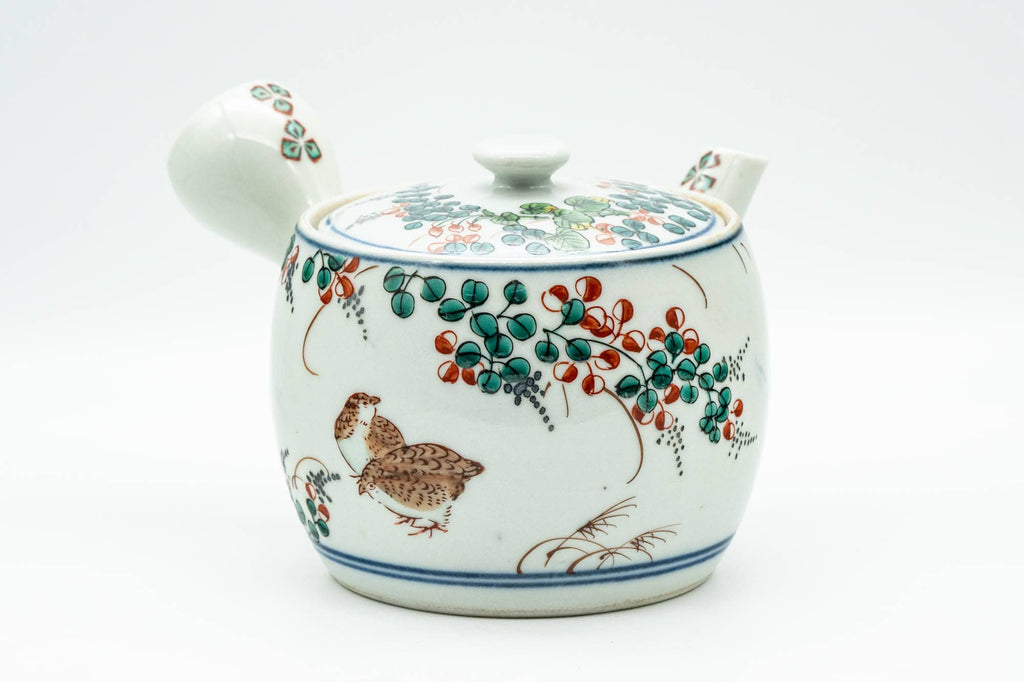 Japanese Kyusu - Birds and Flowers Arita-yaki Debeso Teapot - 360ml