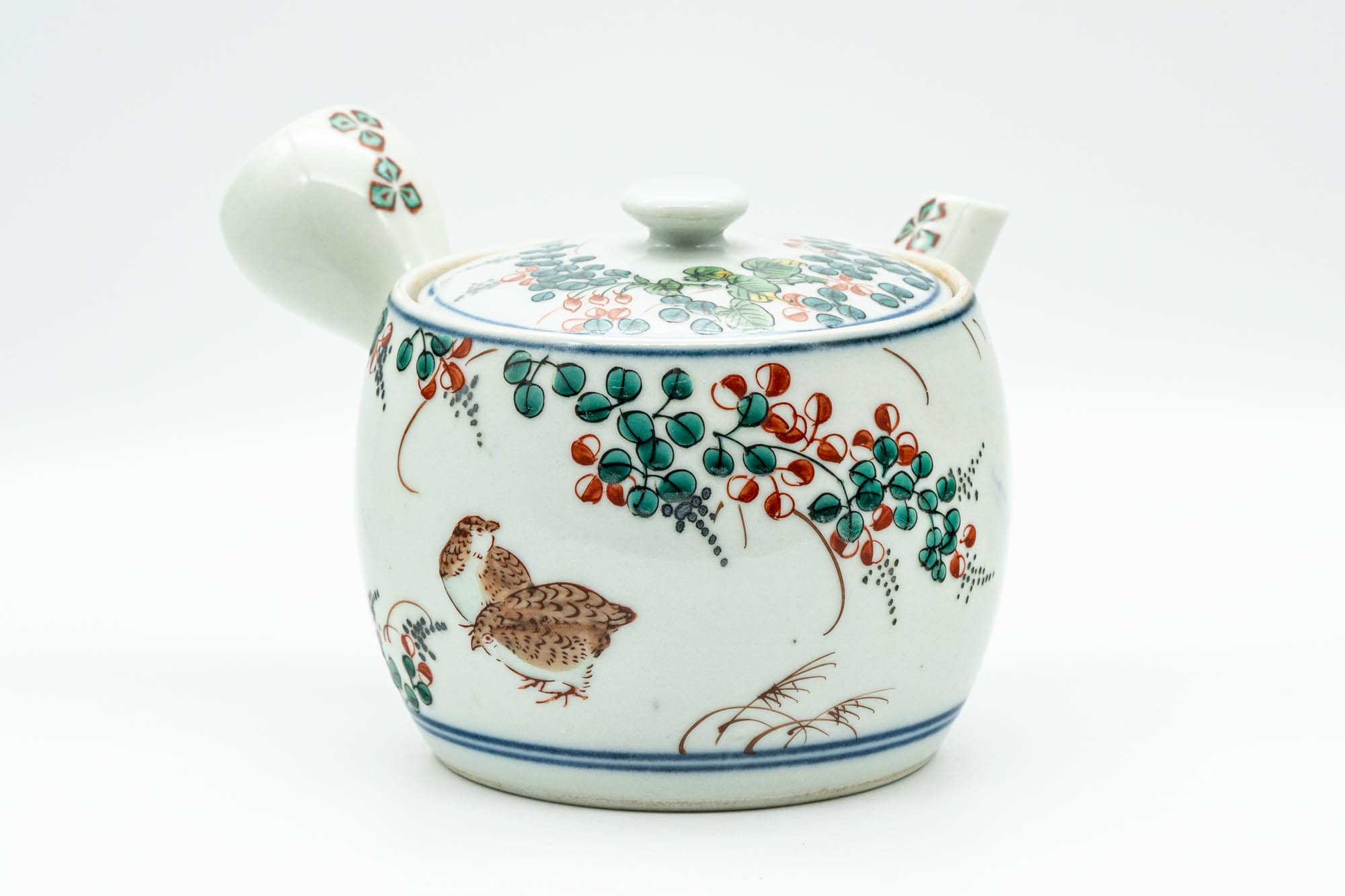Japanese Kyusu - Birds and Flowers Arita-yaki Debeso Teapot - 360ml