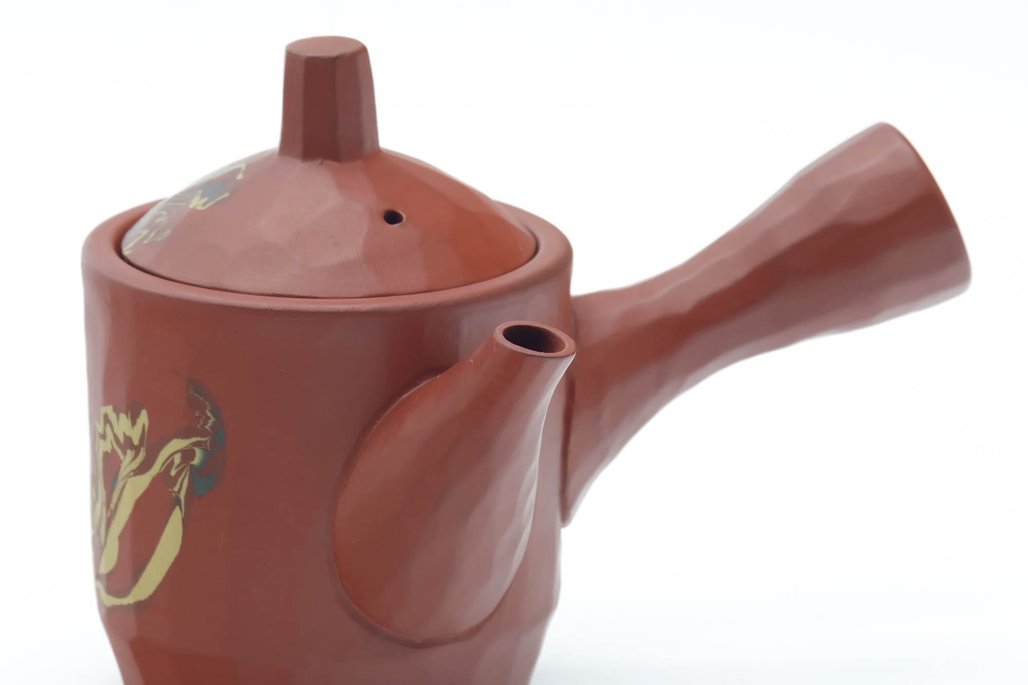 Japanese Kyusu - Abstract Nerikomi Red Shudei Tokoname Teapot - 100ml