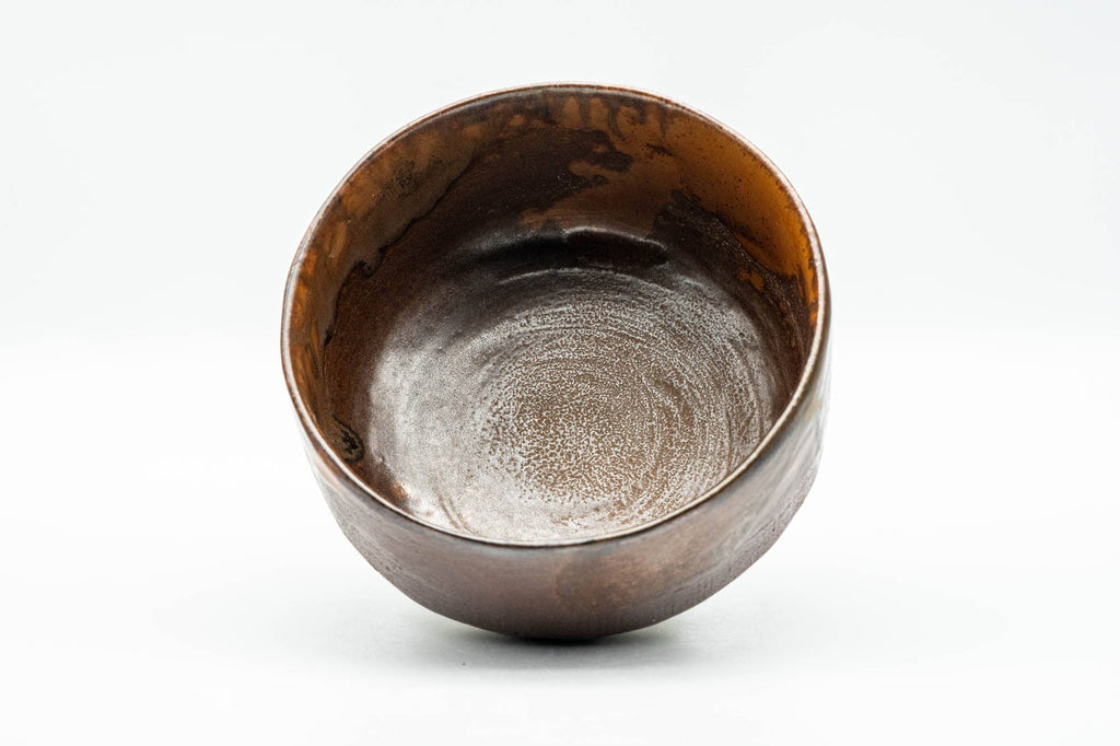Japanese Matcha Bowl - Mottled Brown-Orange Glazed Hantsutsu-gata Chawan - 300ml