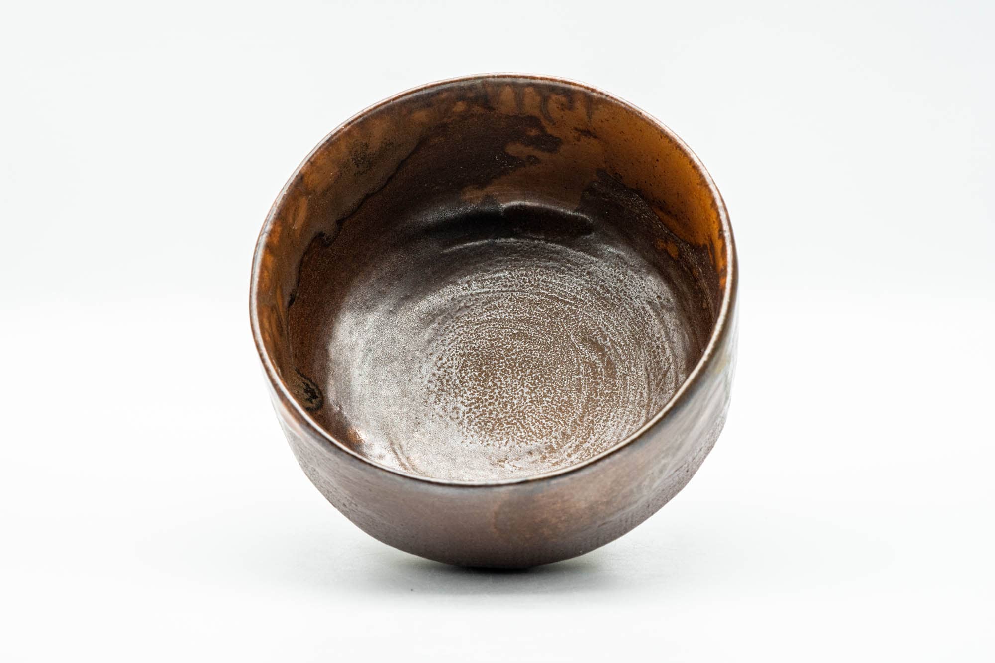 Japanese Matcha Bowl - Mottled Brown-Orange Glazed Hantsutsu-gata Chawan - 300ml